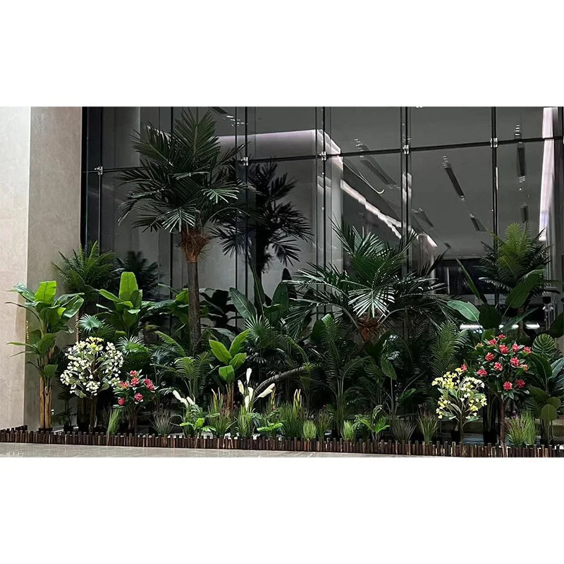 Simulation green plant landscaping combination indoor and outdoor window space decoration simulation potted plant landscape