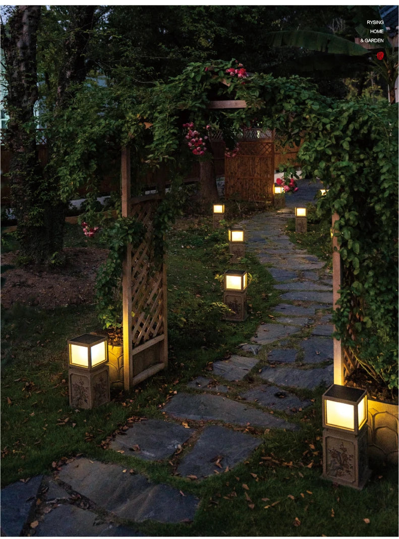 courtyard landscaping arrangement solar lawn Chinese garden outdoor villa landscape