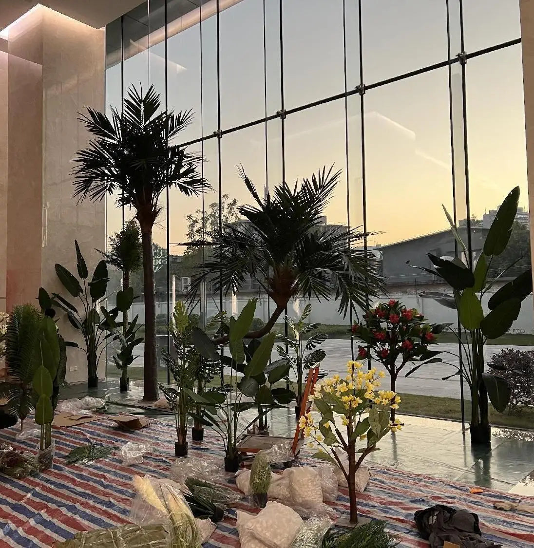 Simulation green plant landscaping combination indoor and outdoor window space decoration simulation potted plant landscape