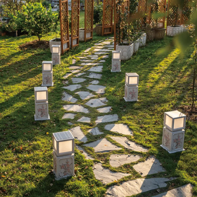 courtyard landscaping arrangement solar lawn Chinese garden outdoor villa landscape